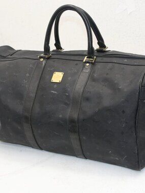 MCM Monogram Visetos Duffle Travel Bag - Black/Gold